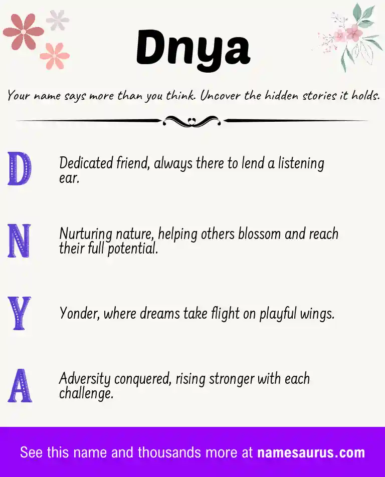 Acrostic poem about Dnya.