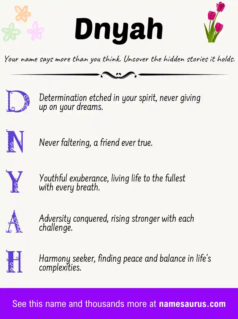Acrostic poem about Dnyah.