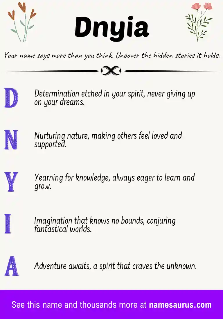 Acrostic poem about Dnyia.