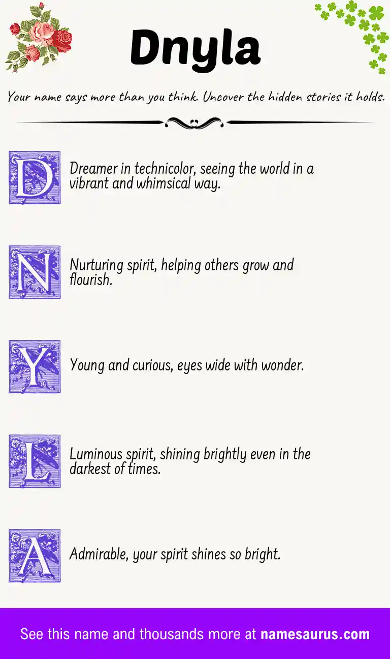Acrostic poem about Dnyla.