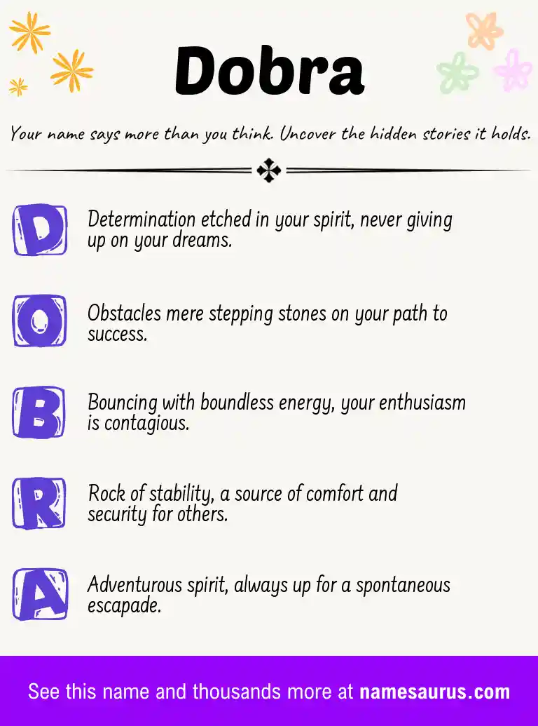 Acrostic poem about Dobra.