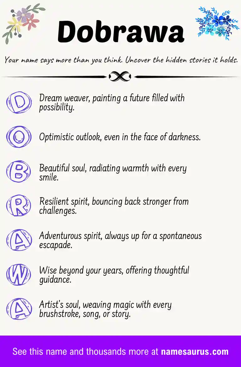 Acrostic poem about Dobrawa.
