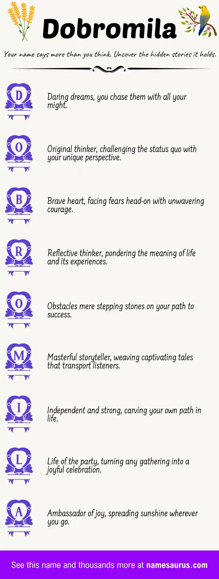Acrostic poem about Dobromila.