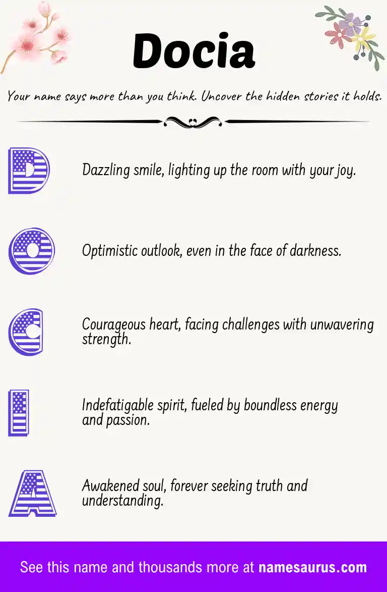 Acrostic poem about Docia.