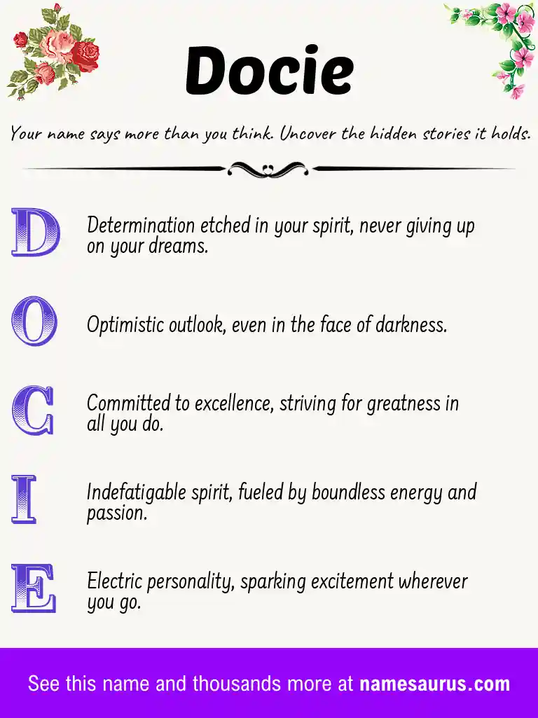 Acrostic poem about Docie.