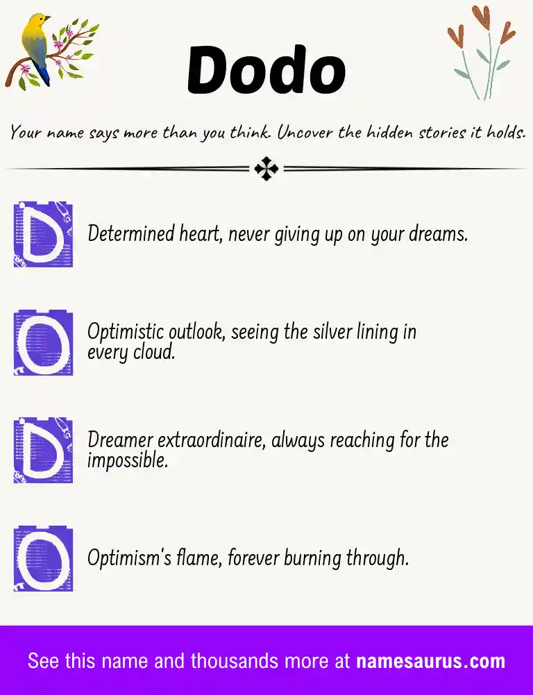 Acrostic poem about Dodo.