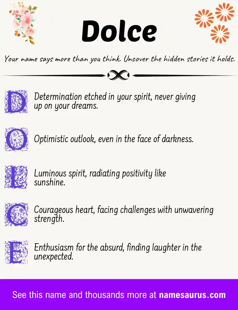 Acrostic poem about Dolce.