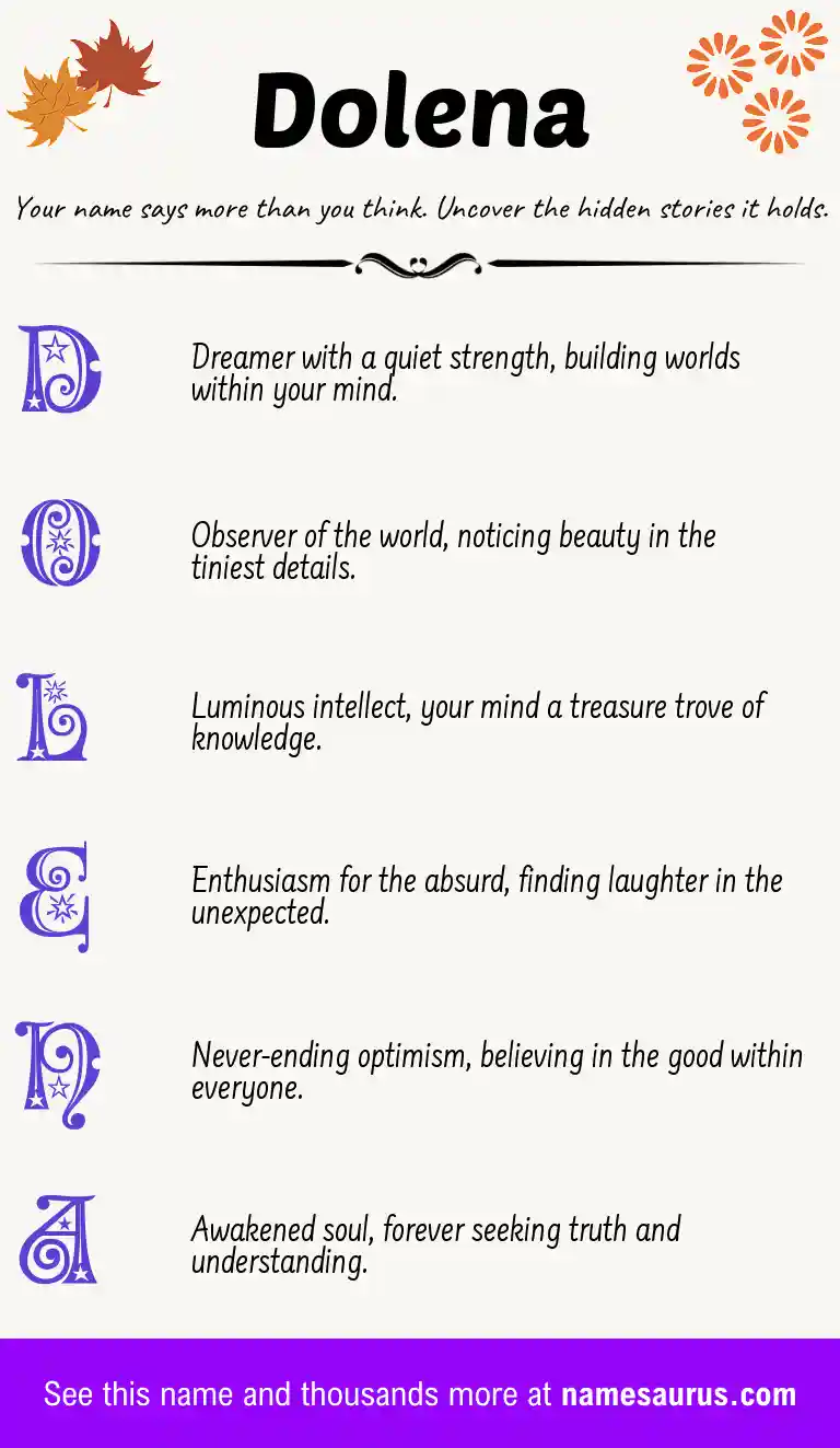 Acrostic poem about Dolena.