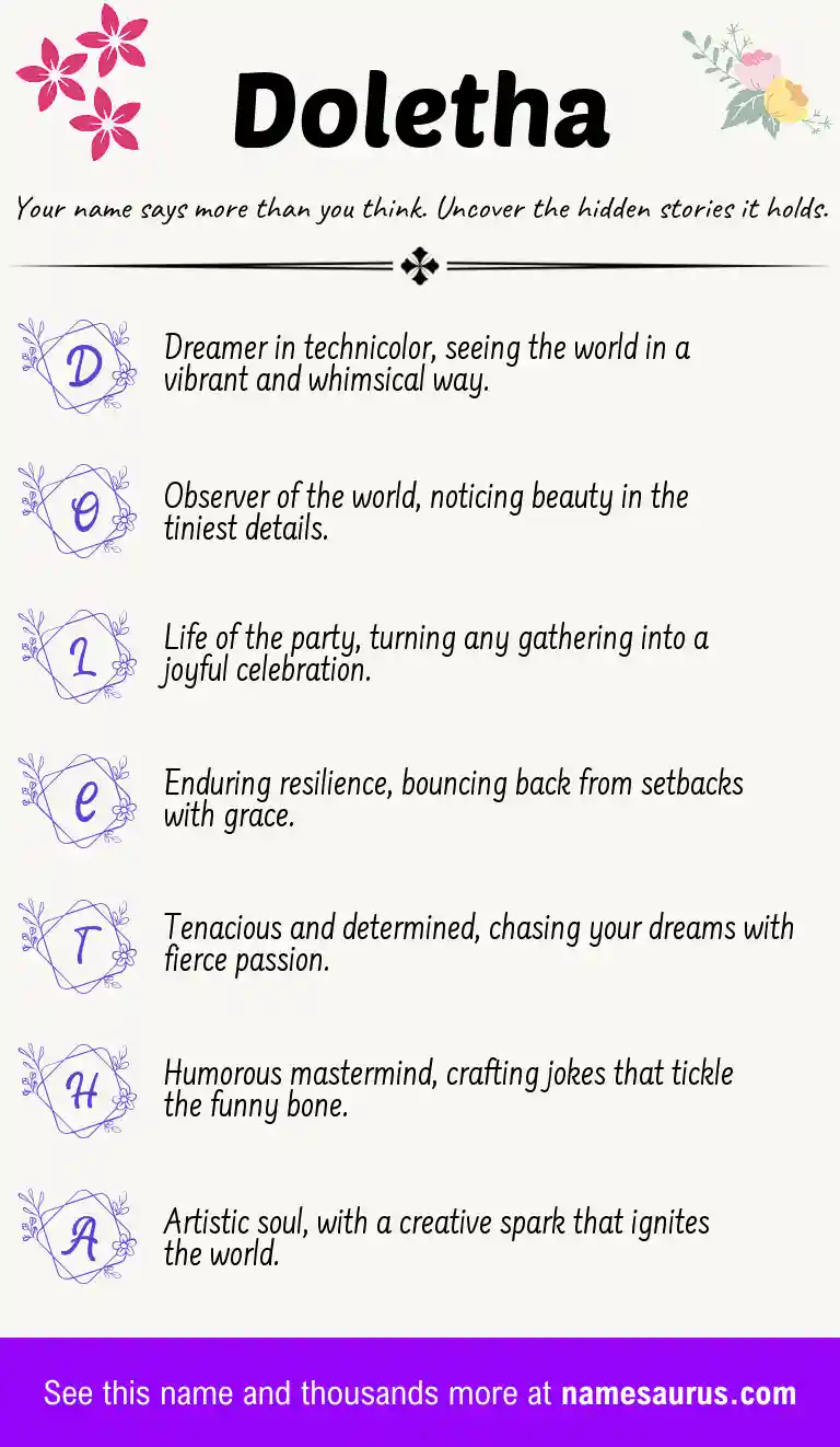 Acrostic poem about Doletha.