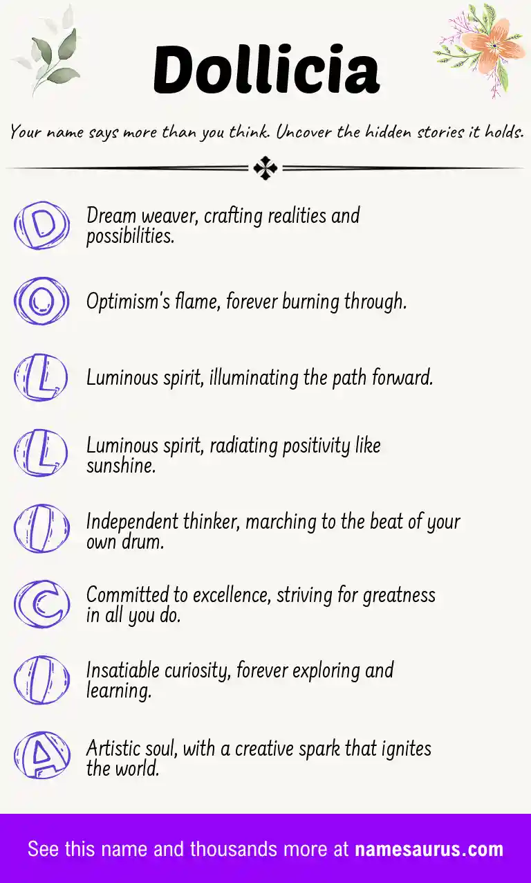 Acrostic poem about Dollicia.