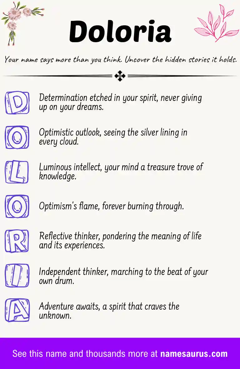 Acrostic poem about Doloria.