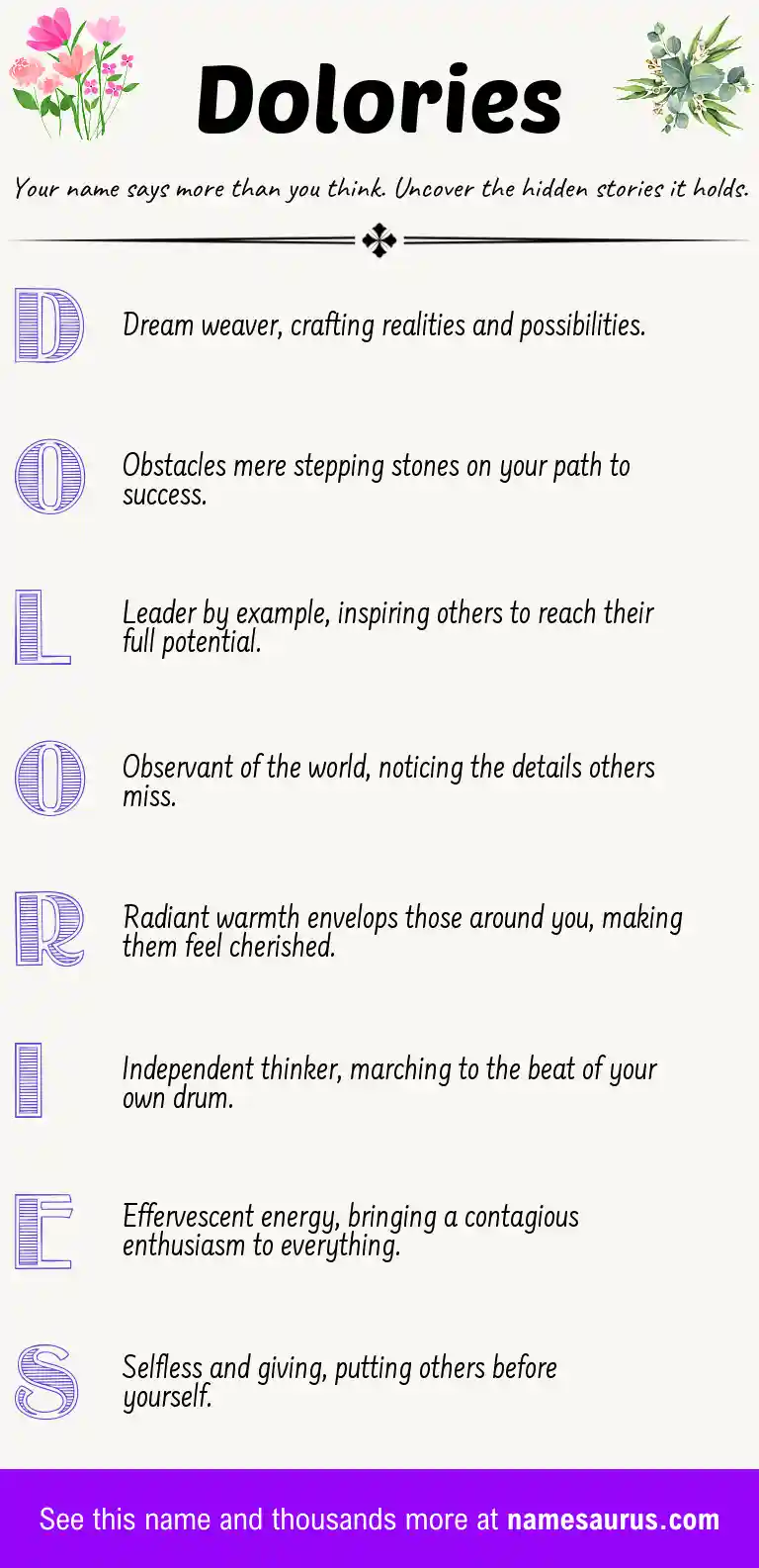 Acrostic poem about Dolories.