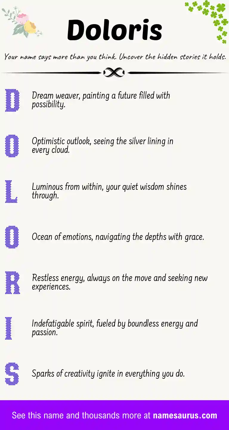 Acrostic poem about Doloris.