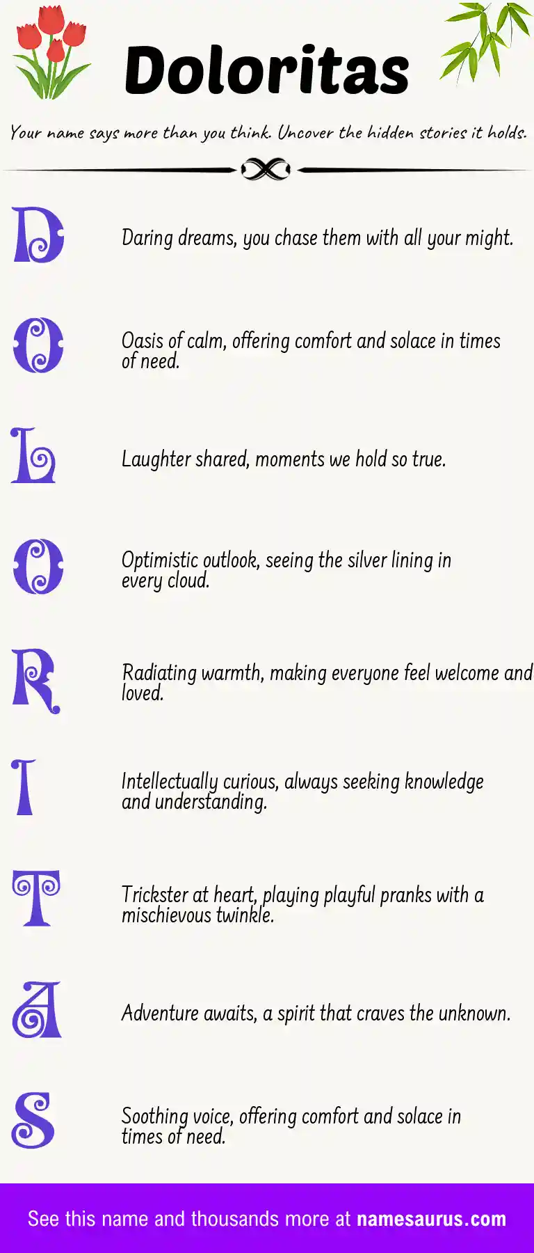 Acrostic poem about Doloritas.