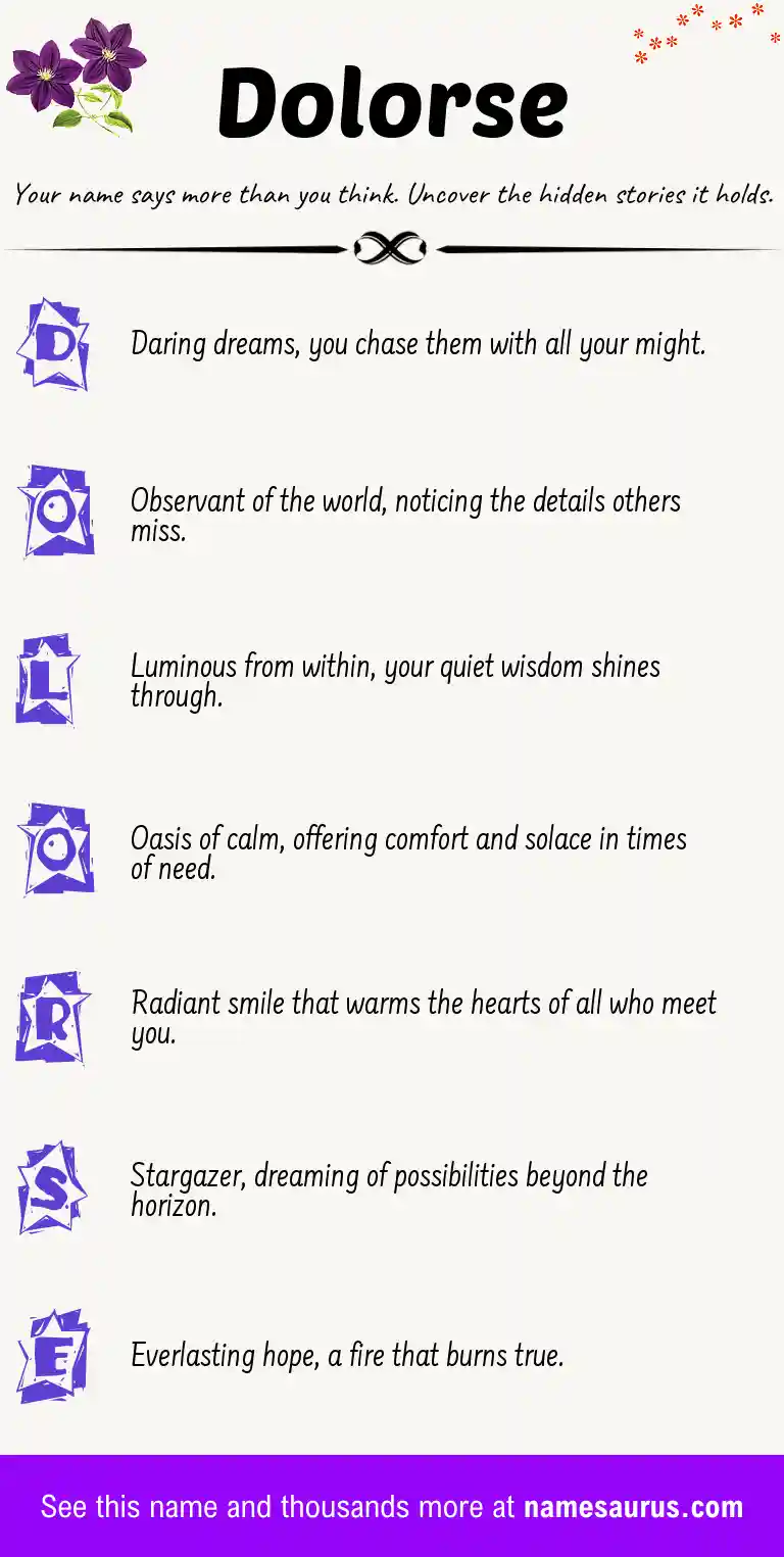 Acrostic poem about Dolorse.