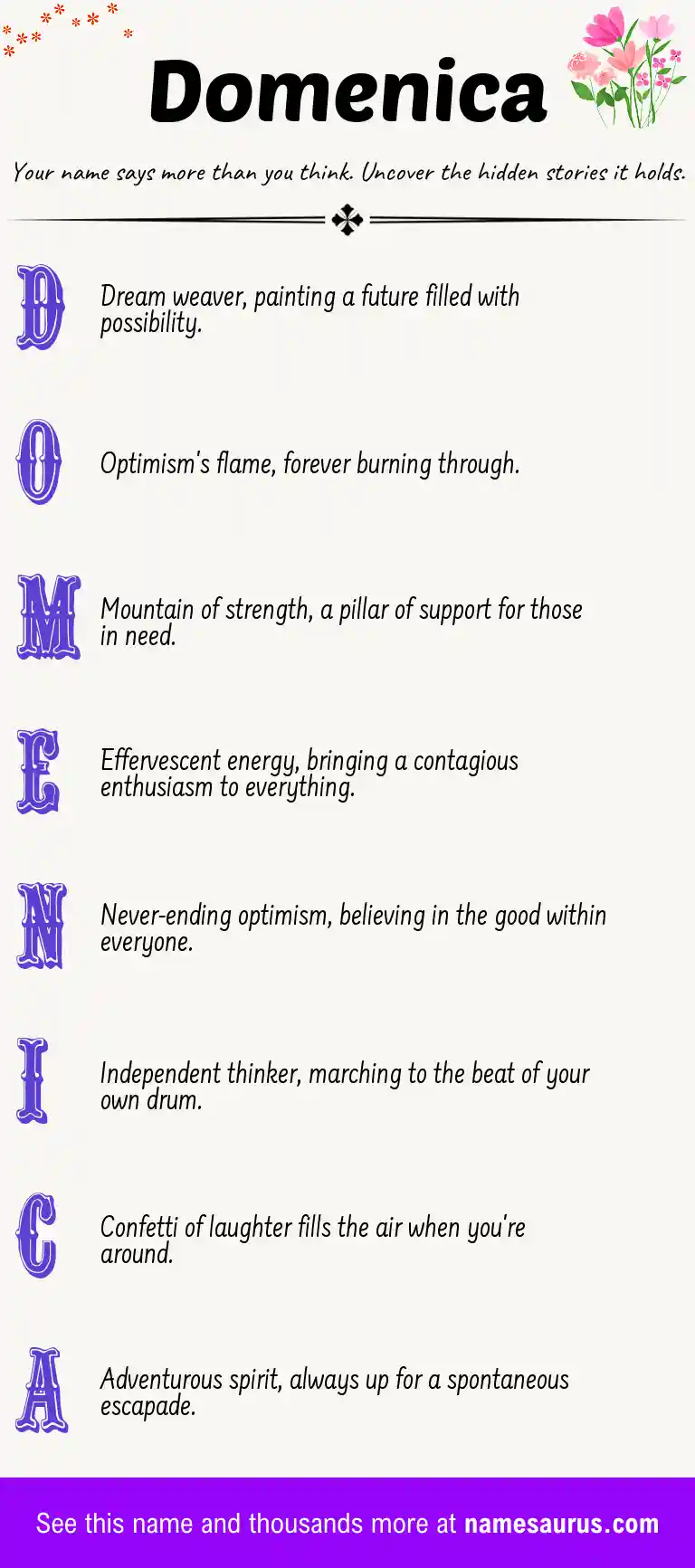 Acrostic poem about Domenica.