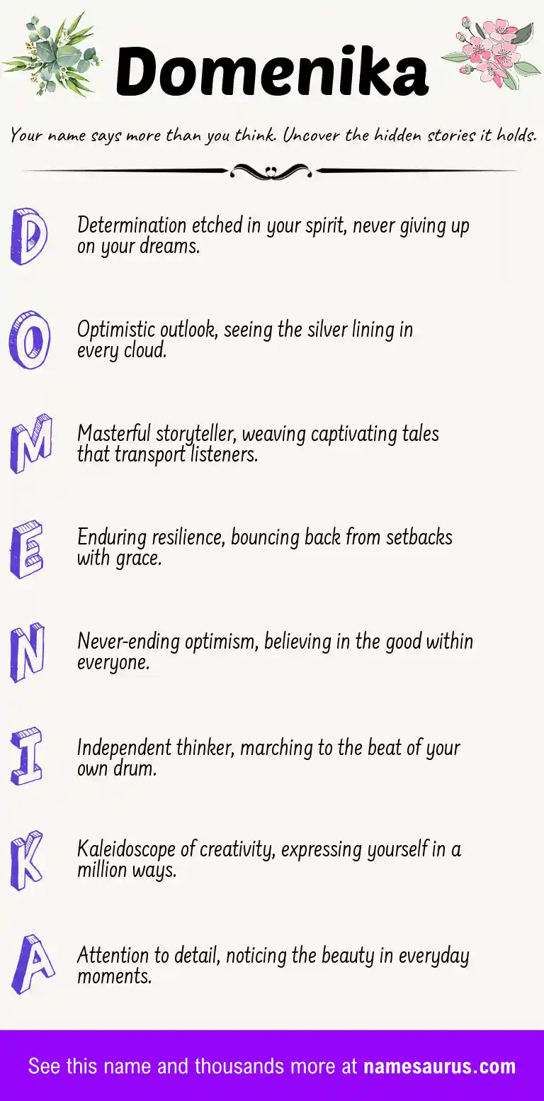 Acrostic poem about Domenika.