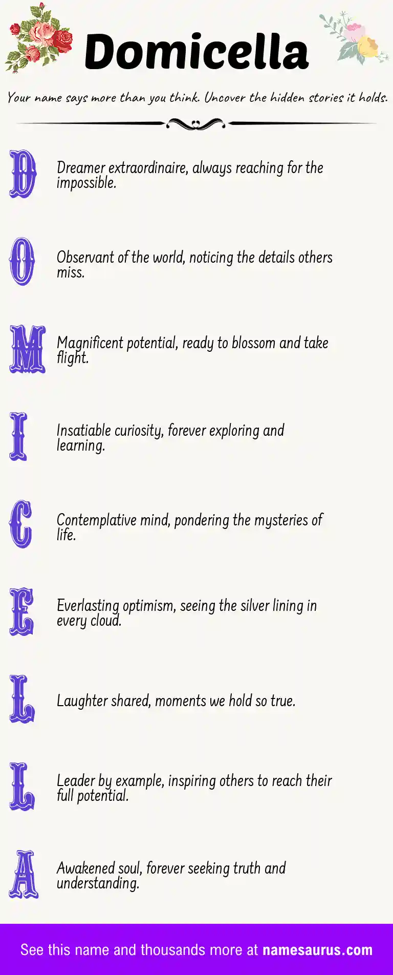 Acrostic poem about Domicella.