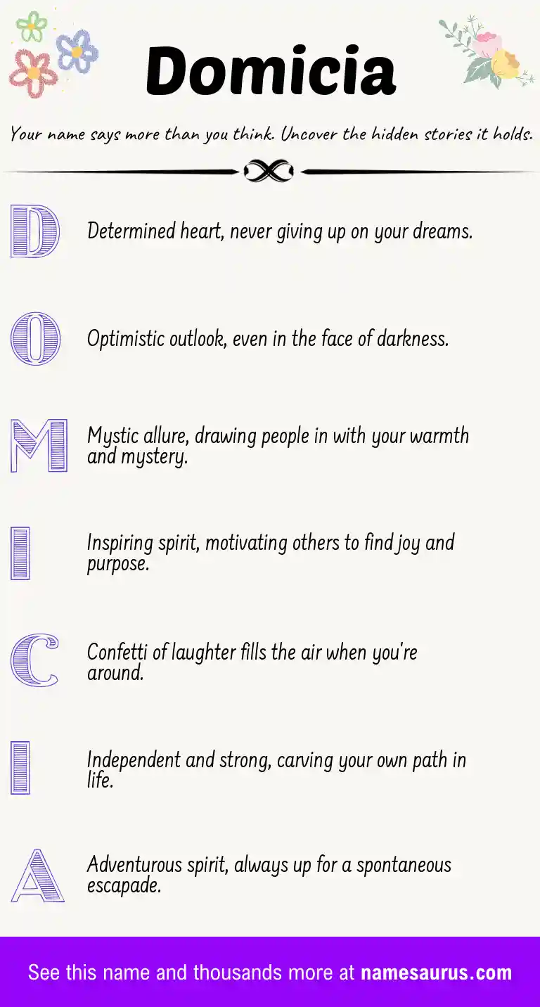Acrostic poem about Domicia.