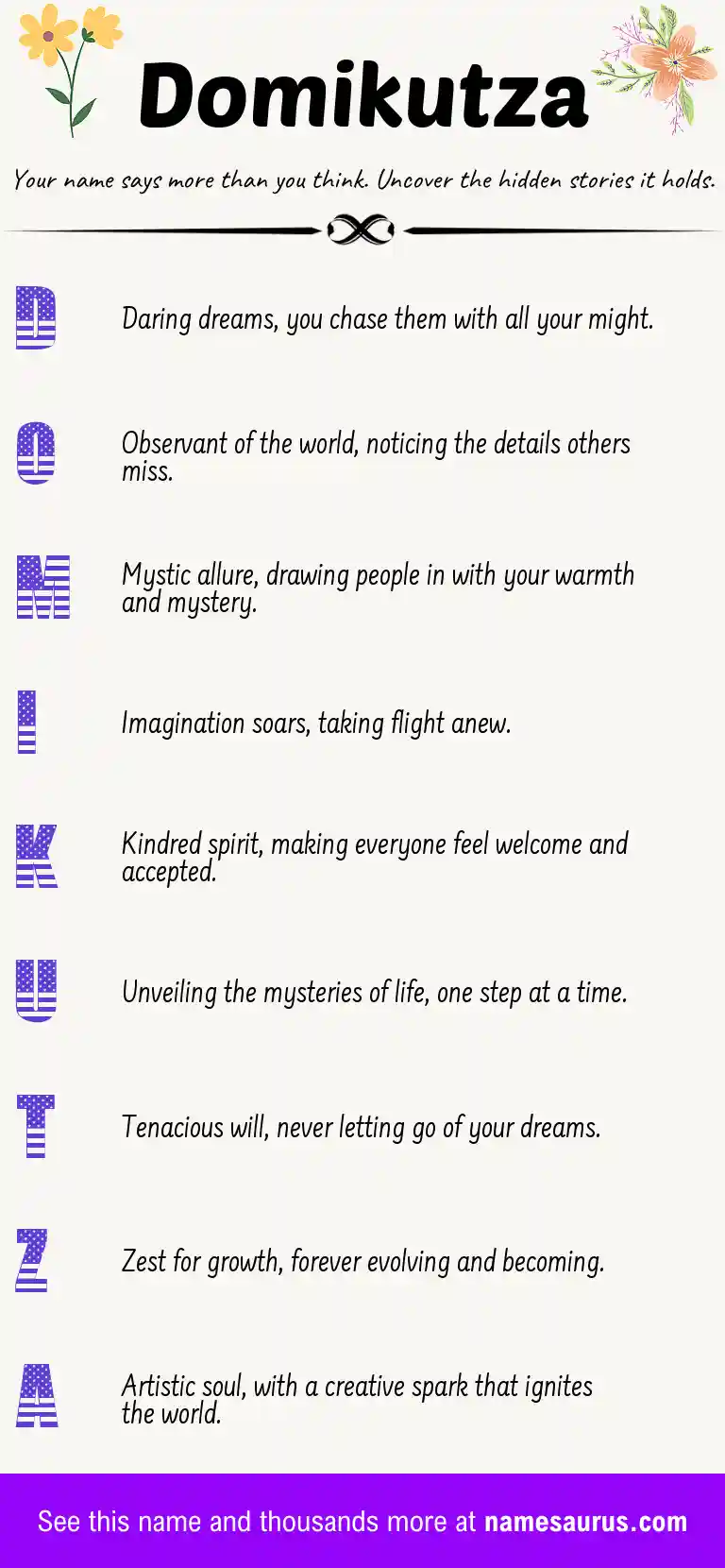 Acrostic poem about Domikutza.