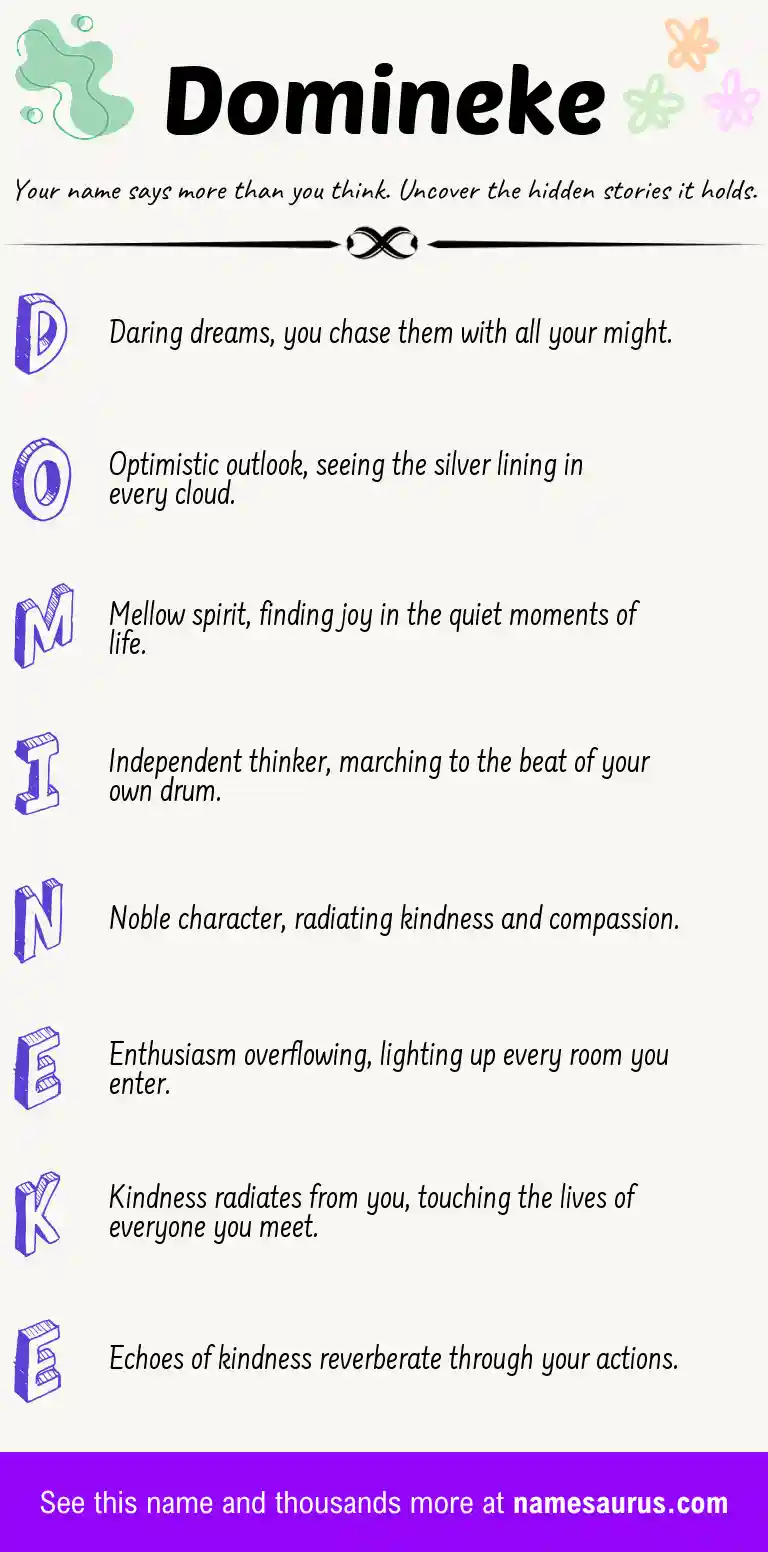 Acrostic poem about Domineke.