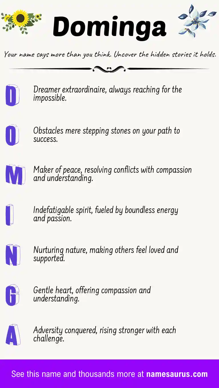Acrostic poem about Dominga.