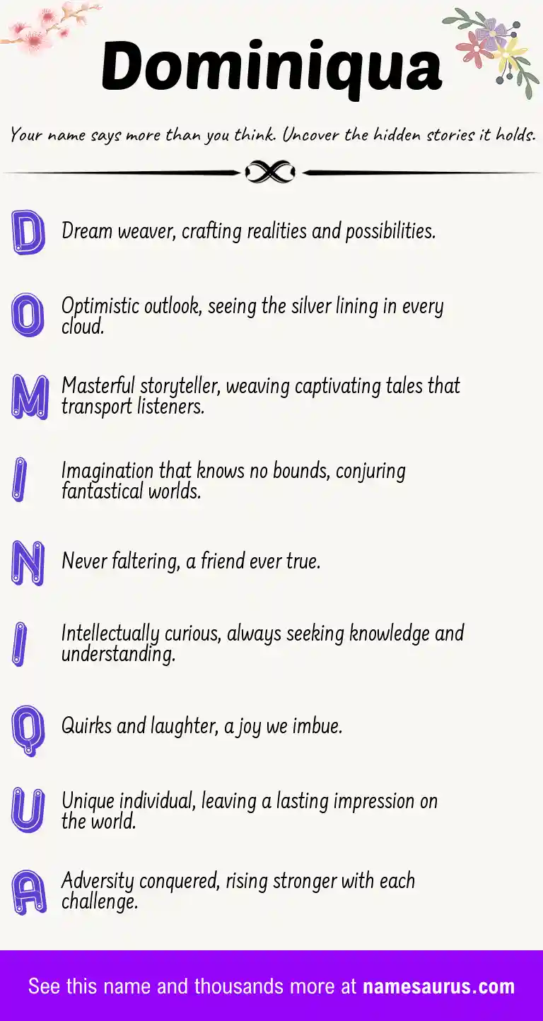 Acrostic poem about Dominiqua.