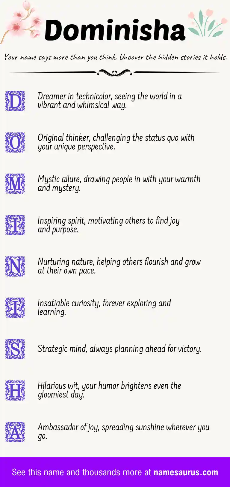 Acrostic poem about Dominisha.