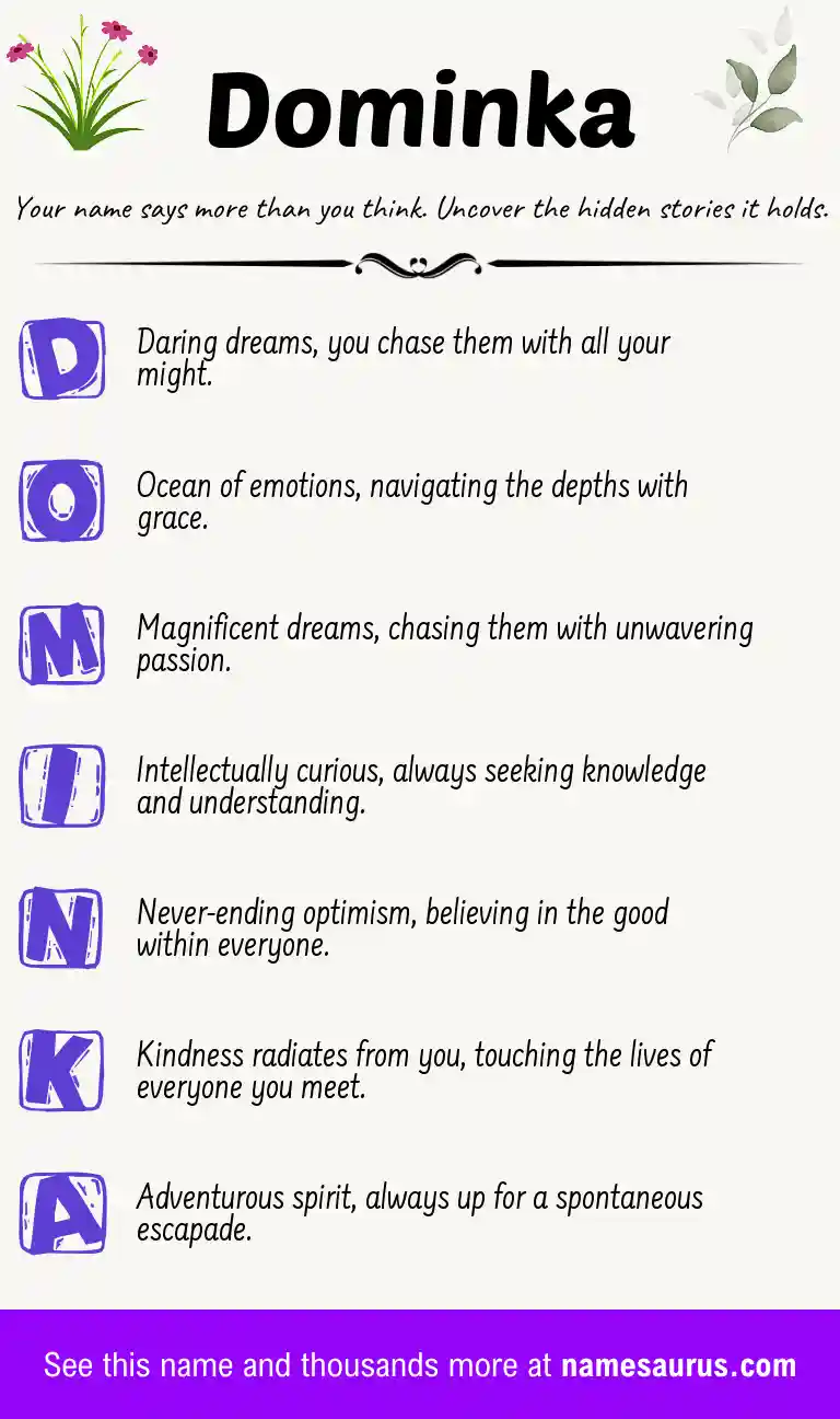 Acrostic poem about Dominka.