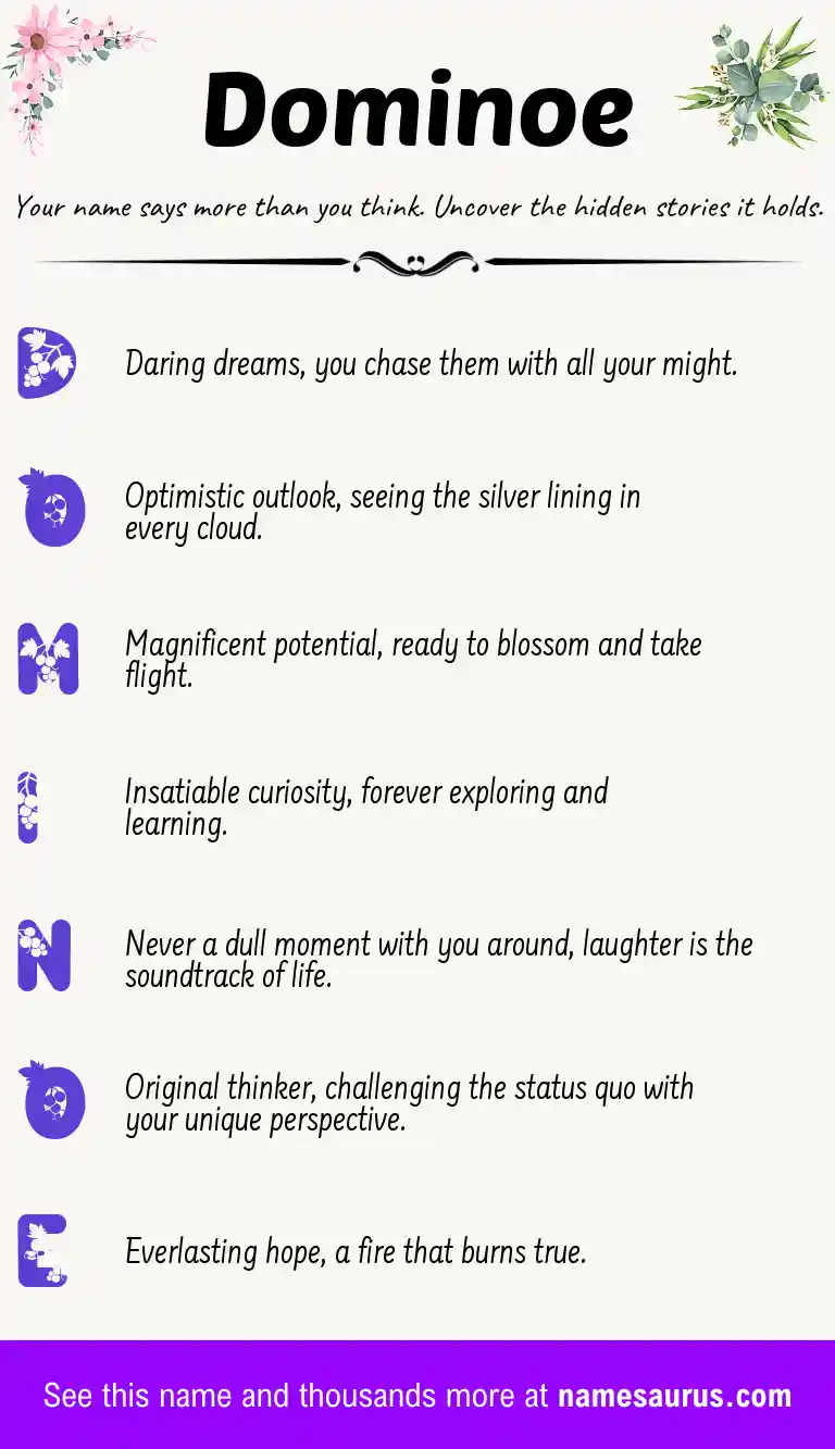 Acrostic poem about Dominoe.