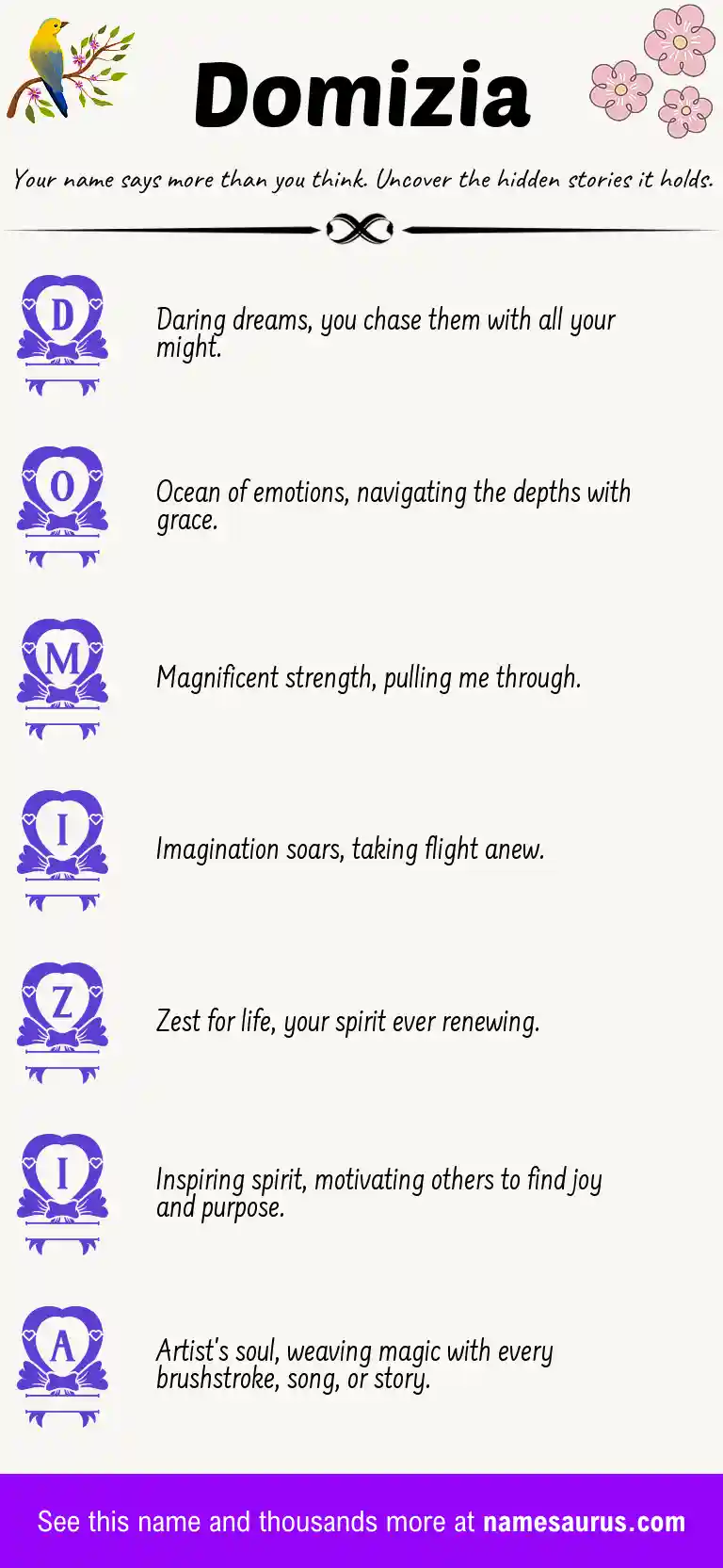 Acrostic poem about Domizia.