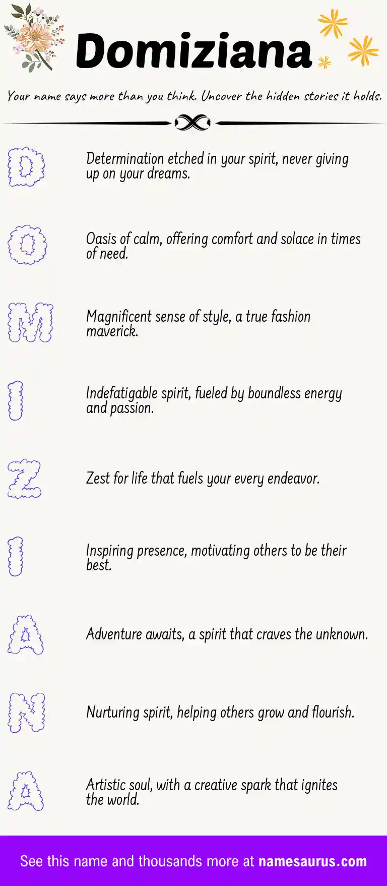 Acrostic poem about Domiziana.