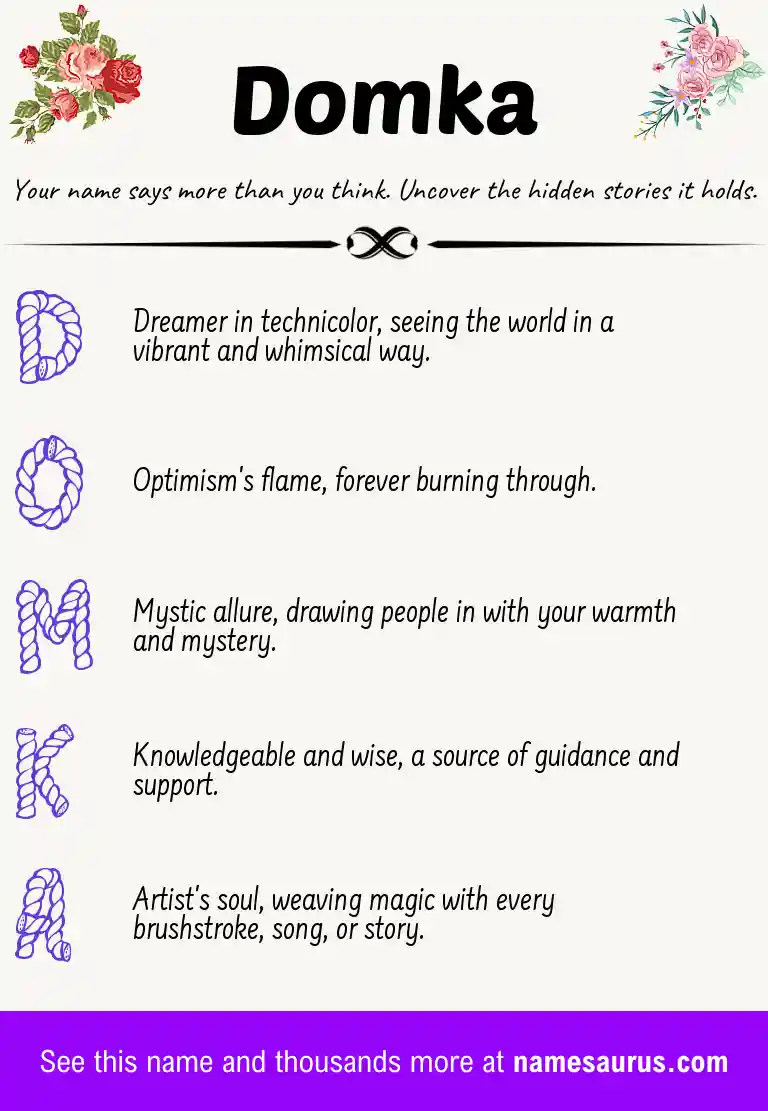 Acrostic poem about Domka.