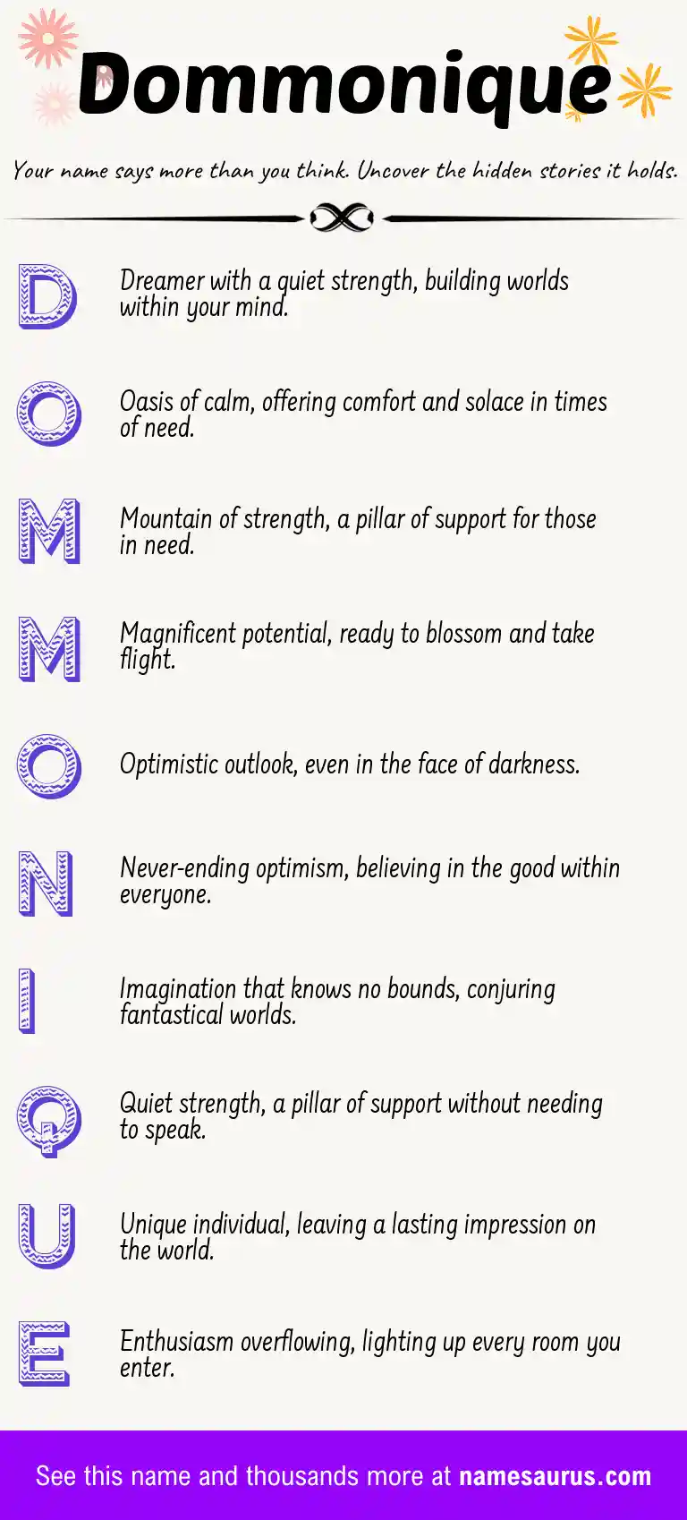 Acrostic poem about Dommonique.