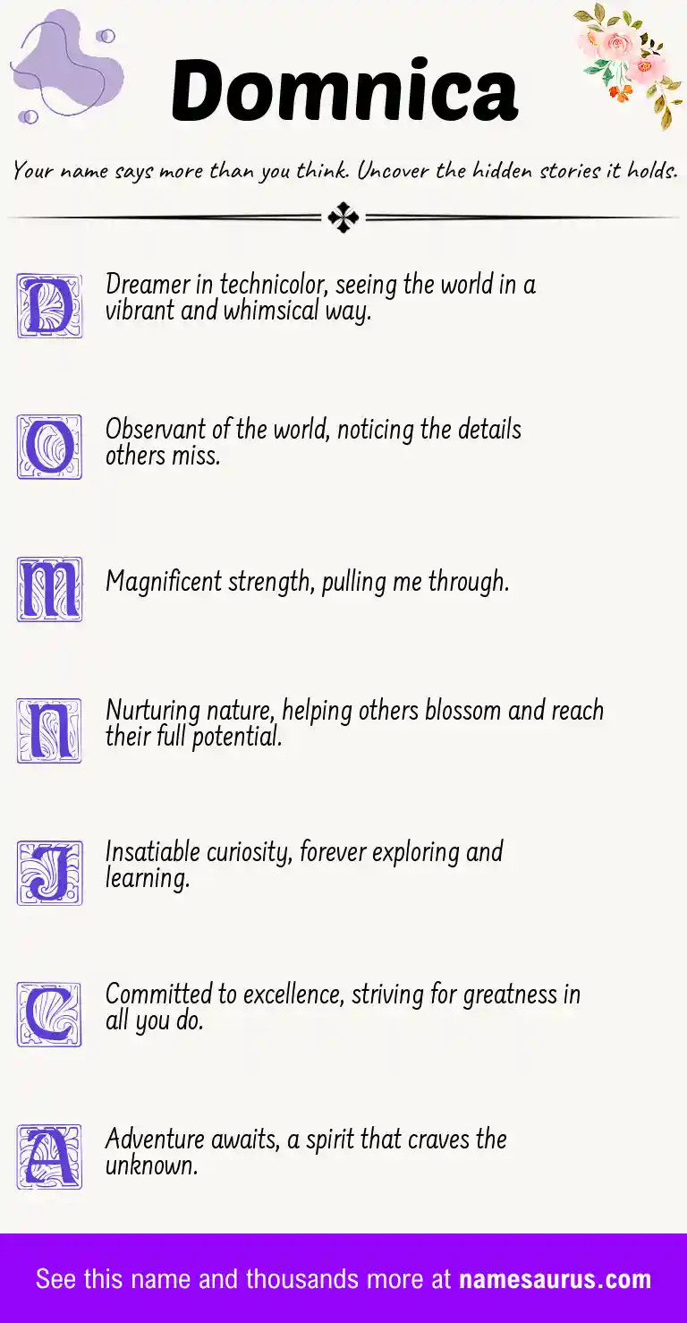 Acrostic poem about Domnica.