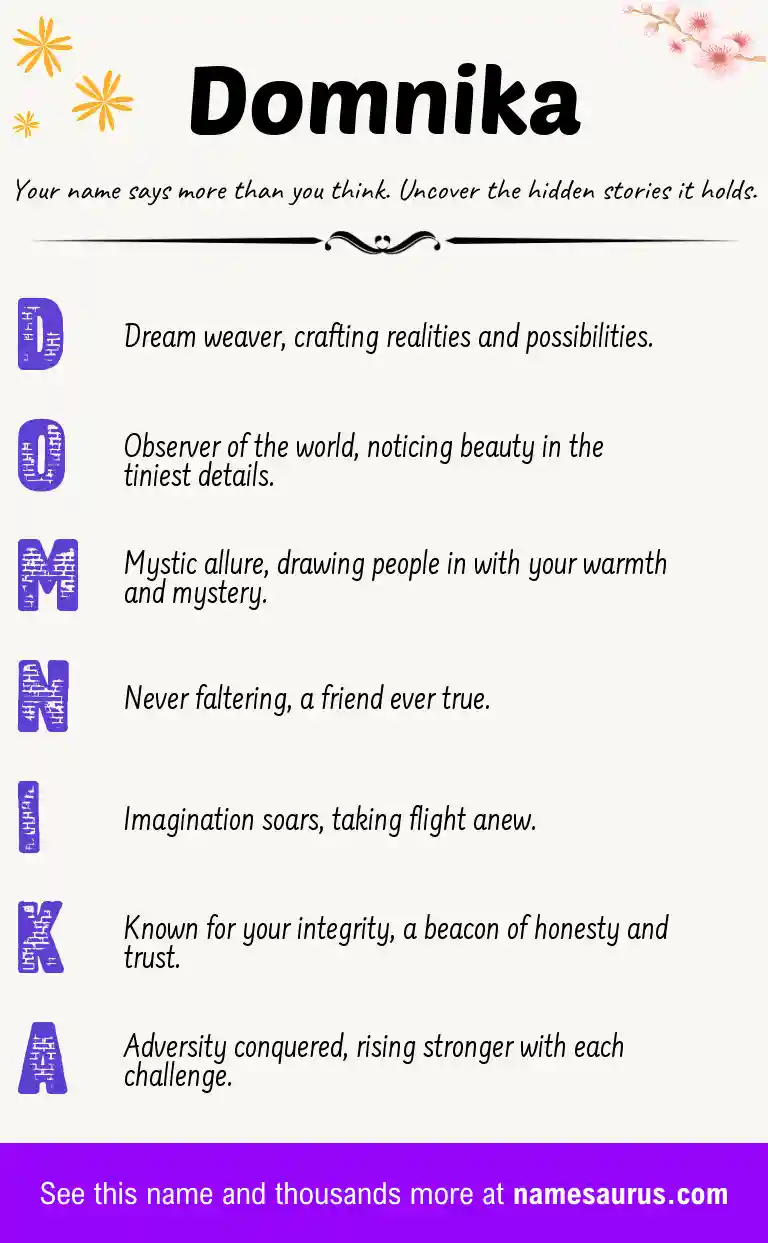 Acrostic poem about Domnika.