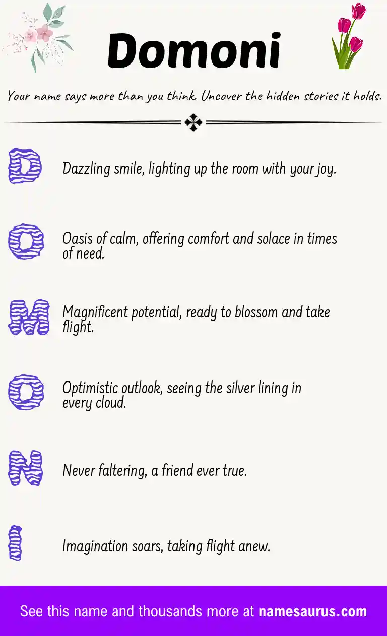 Acrostic poem about Domoni.