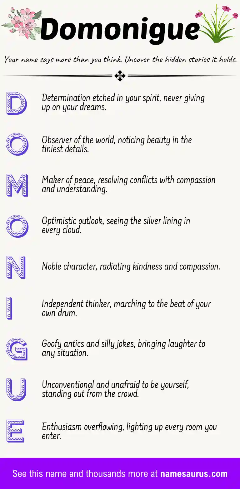 Acrostic poem about Domonigue.