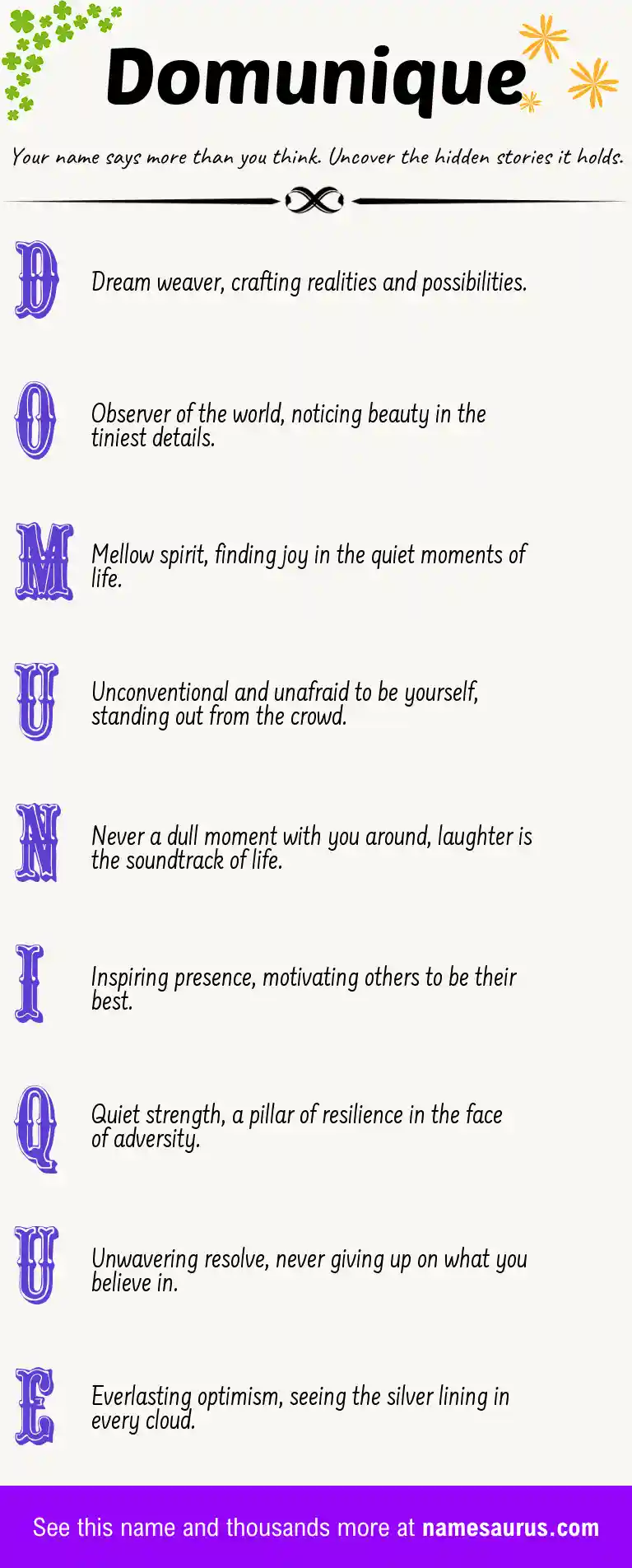 Acrostic poem about Domunique.