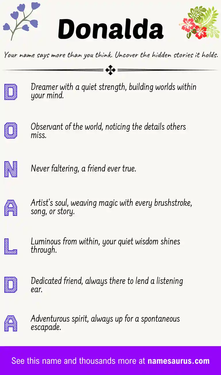 Acrostic poem about Donalda.