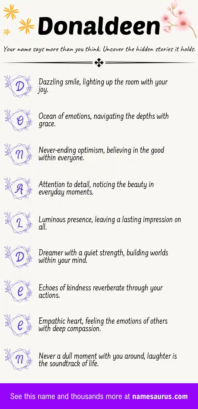 Acrostic poem about Donaldeen.