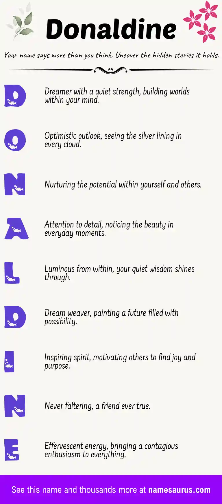 Acrostic poem about Donaldine.