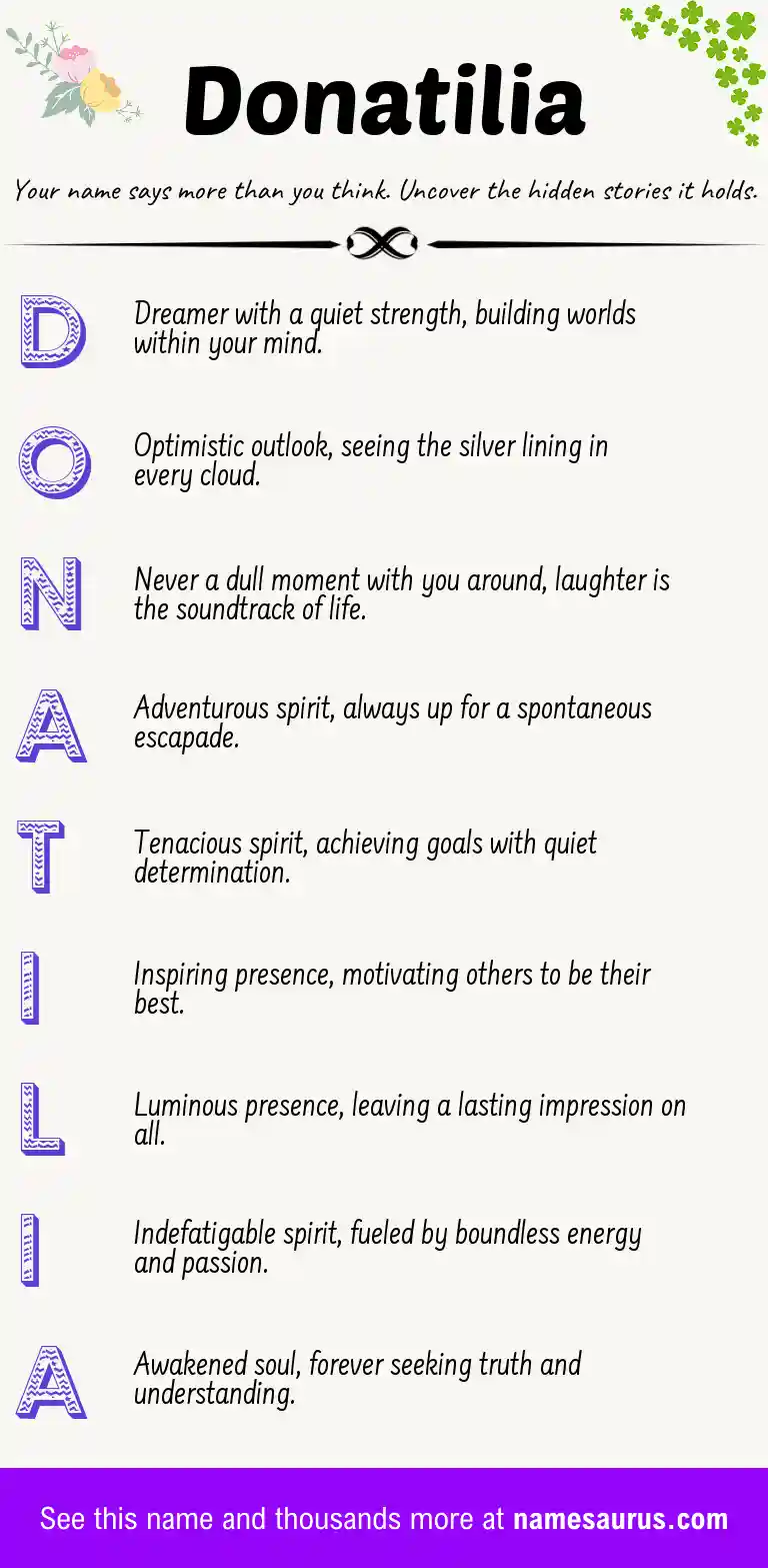 Acrostic poem about Donatilia.