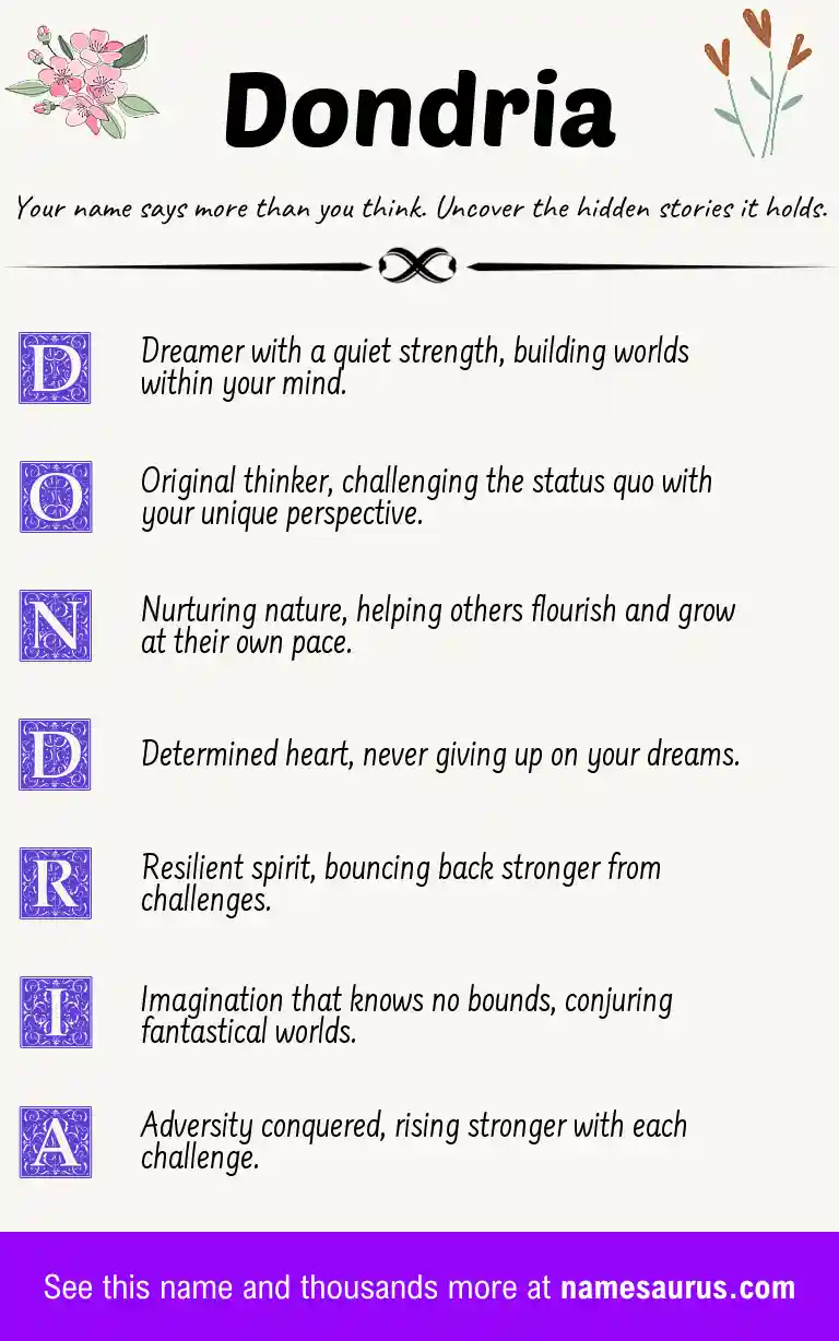 Acrostic poem about Dondria.