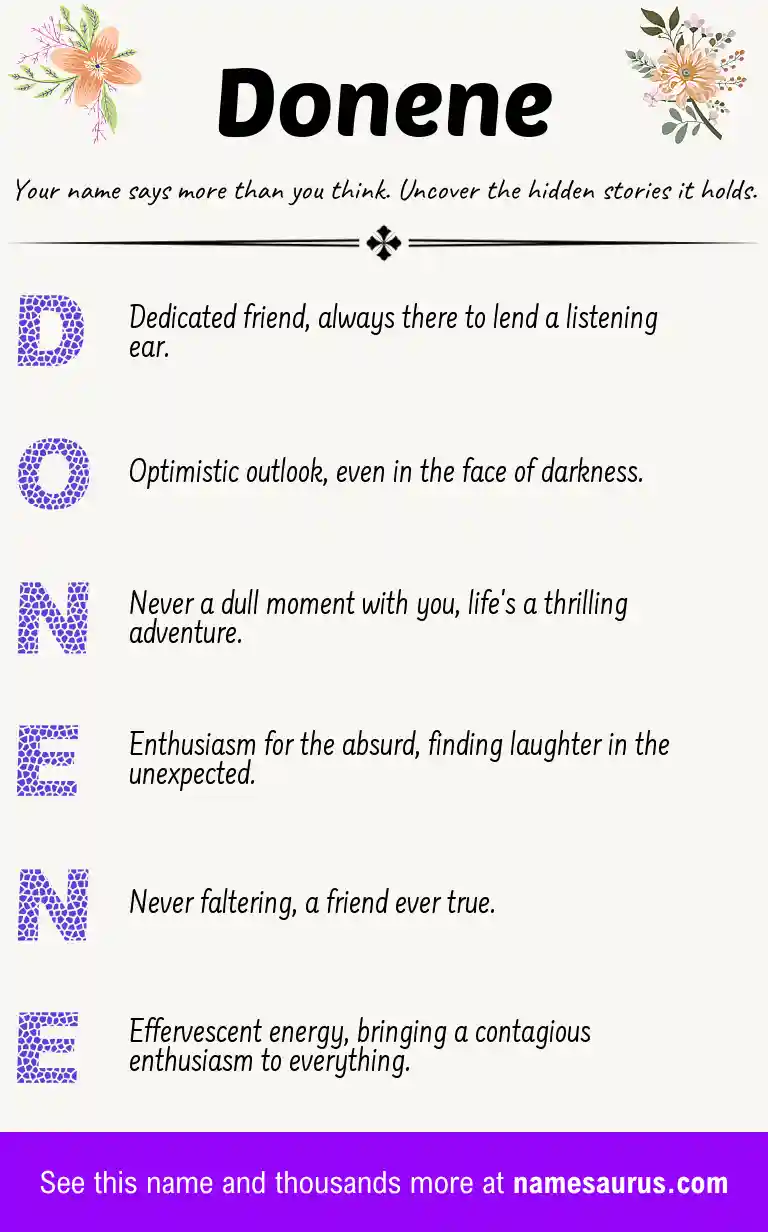 Acrostic poem about Donene.
