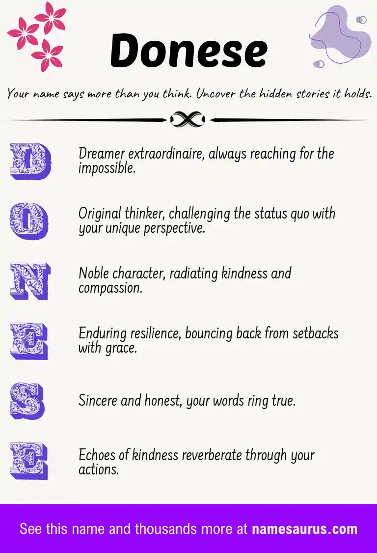 Acrostic poem about Donese.