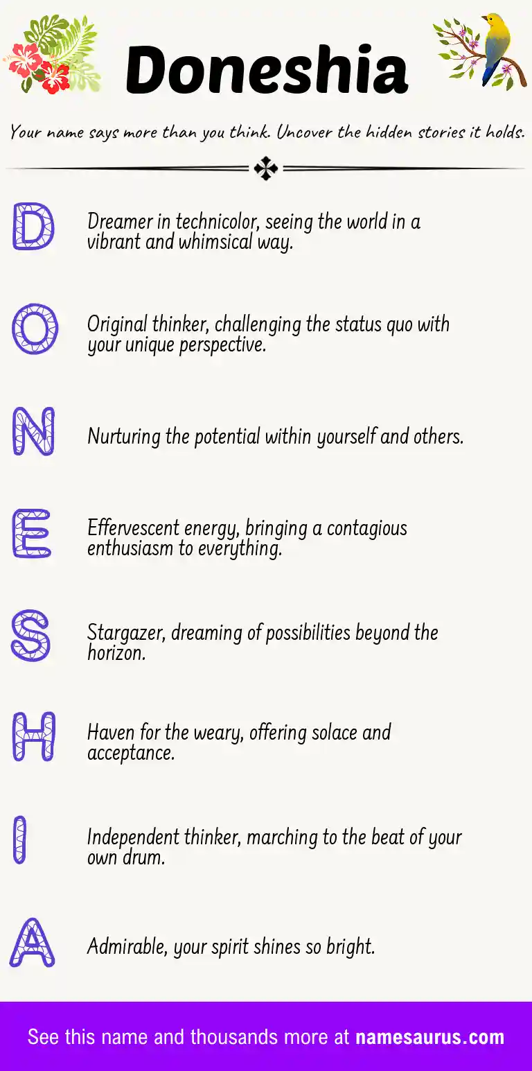 Acrostic poem about Doneshia.