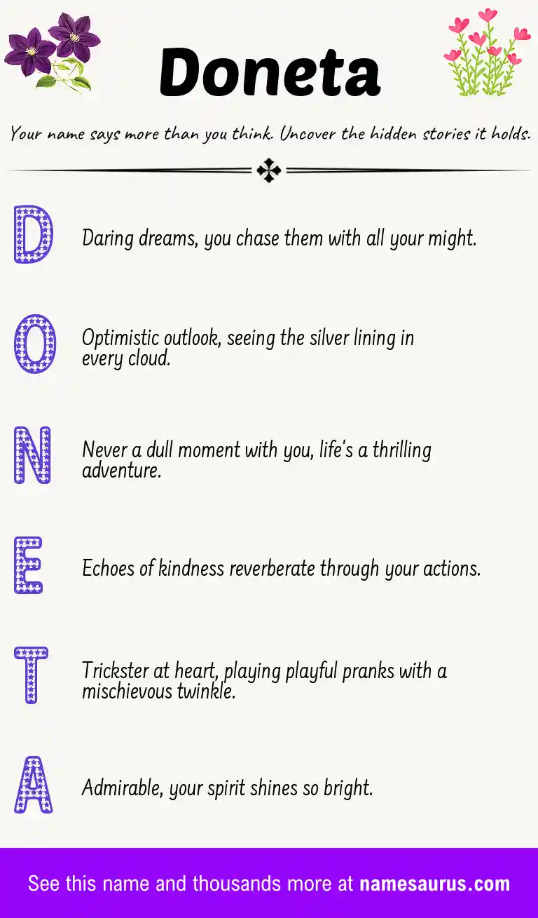 Acrostic poem about Doneta.