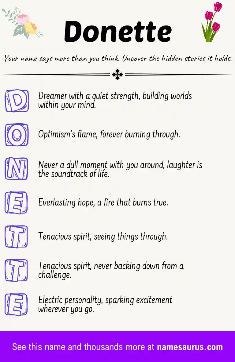 Acrostic poem about Donette.