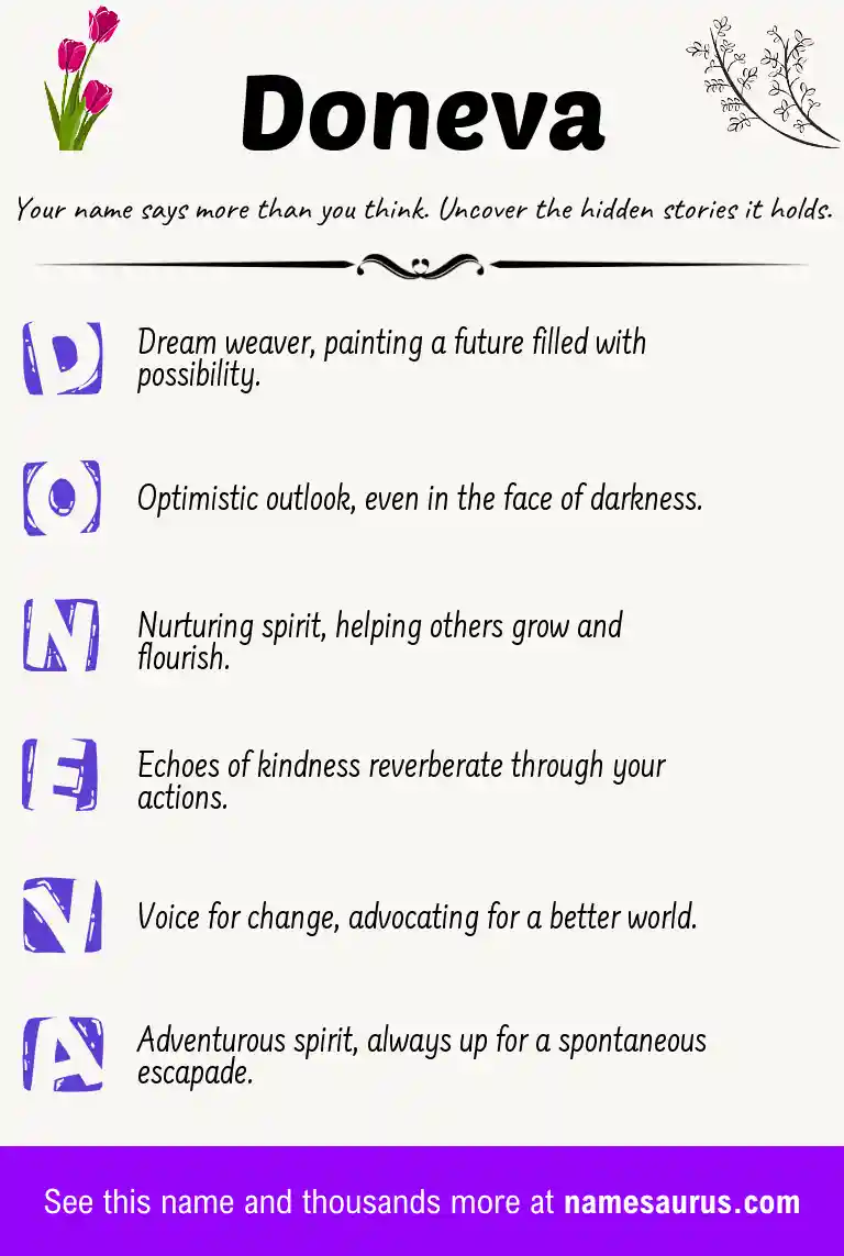 Acrostic poem about Doneva.